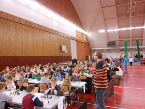 B-hallen i Idrottens Hus,Helsingborg under distrikstfinalen av Schack4an 2014